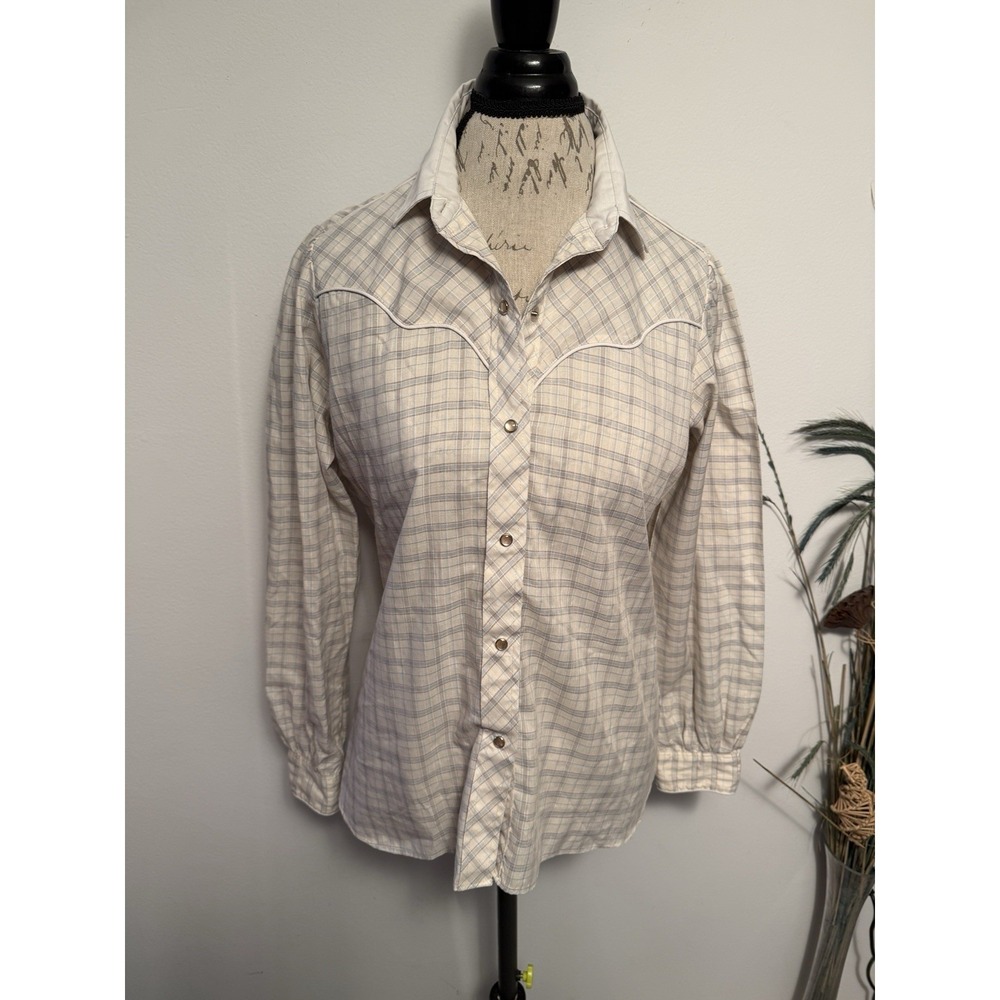 Vtg‎ 80s Kenny Rogers by Karman Mens Plaid Western Shirt Snap Button Size Medium